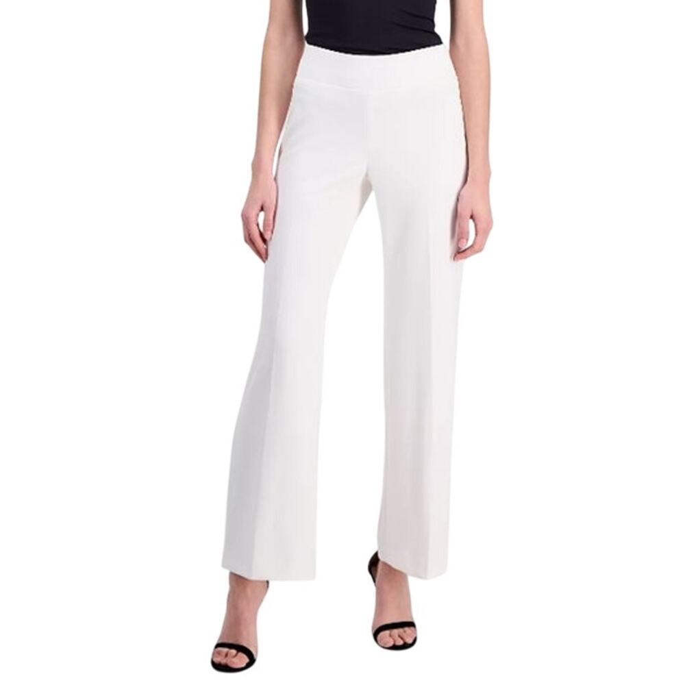 Anne Klein Women's High-Rise Wide Leg Pull-On Pants in Anne White